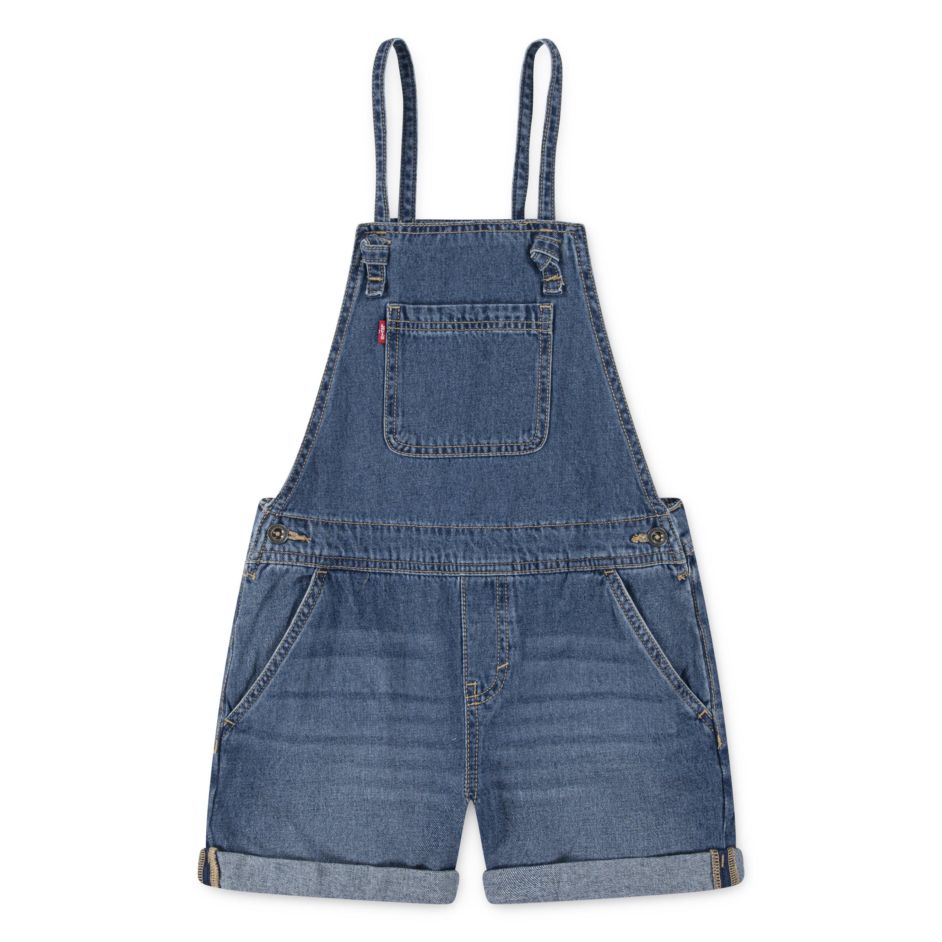 Levi's Big Girls' Knot Strap Dark Blue Wash Denim Shortalls - BLUE